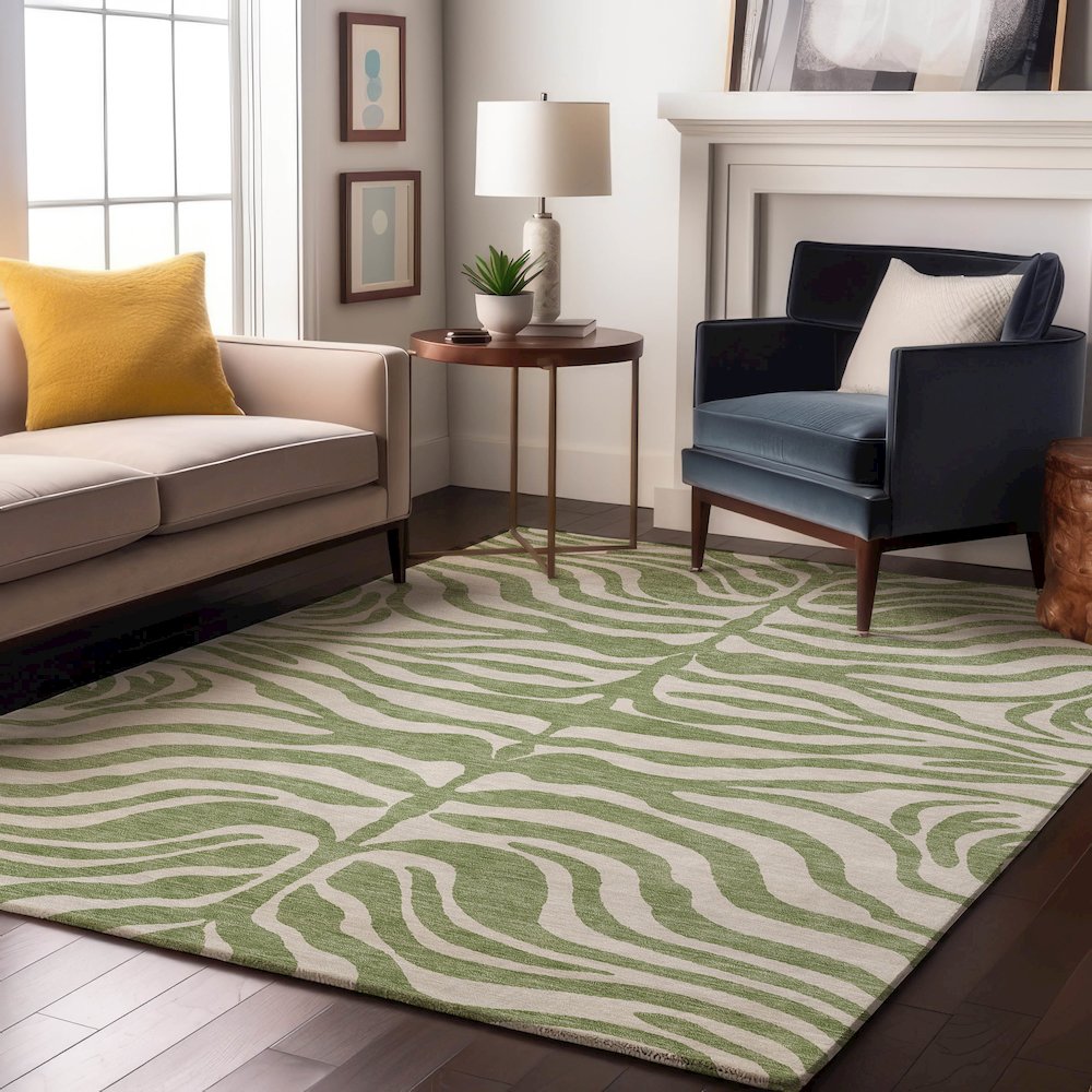 Premium Machine Washable Mayfield AMF1042 Aloe 2'6" x 3'10" Rug. Picture 5