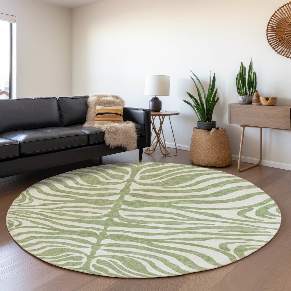 Premium Machine Washable Mayfield AMF1042 Aloe 8' x 8' Round Rug. Picture 5