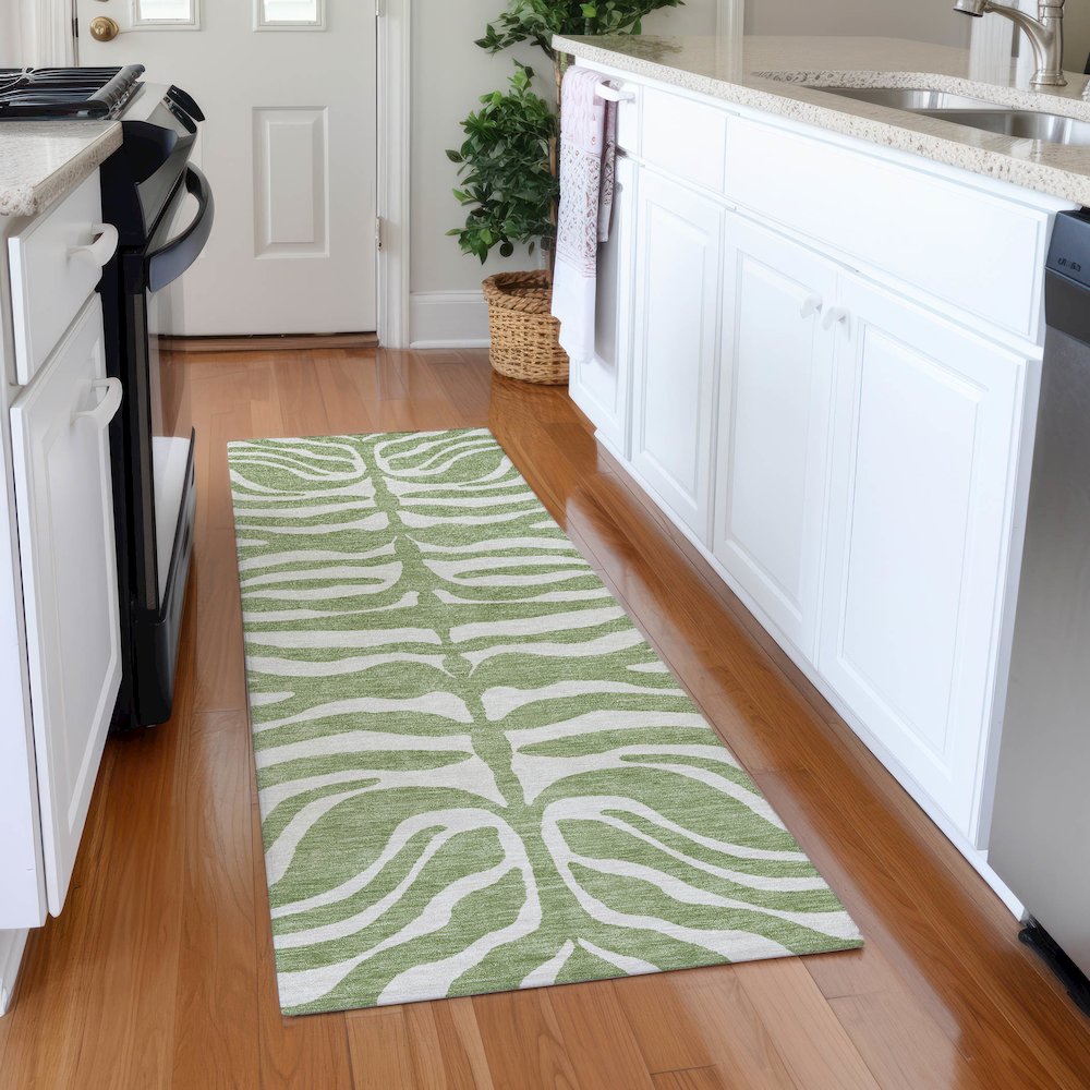 Premium Machine Washable Mayfield AMF1042 Aloe 2'3" x 7'6" Runner Rug. Picture 5