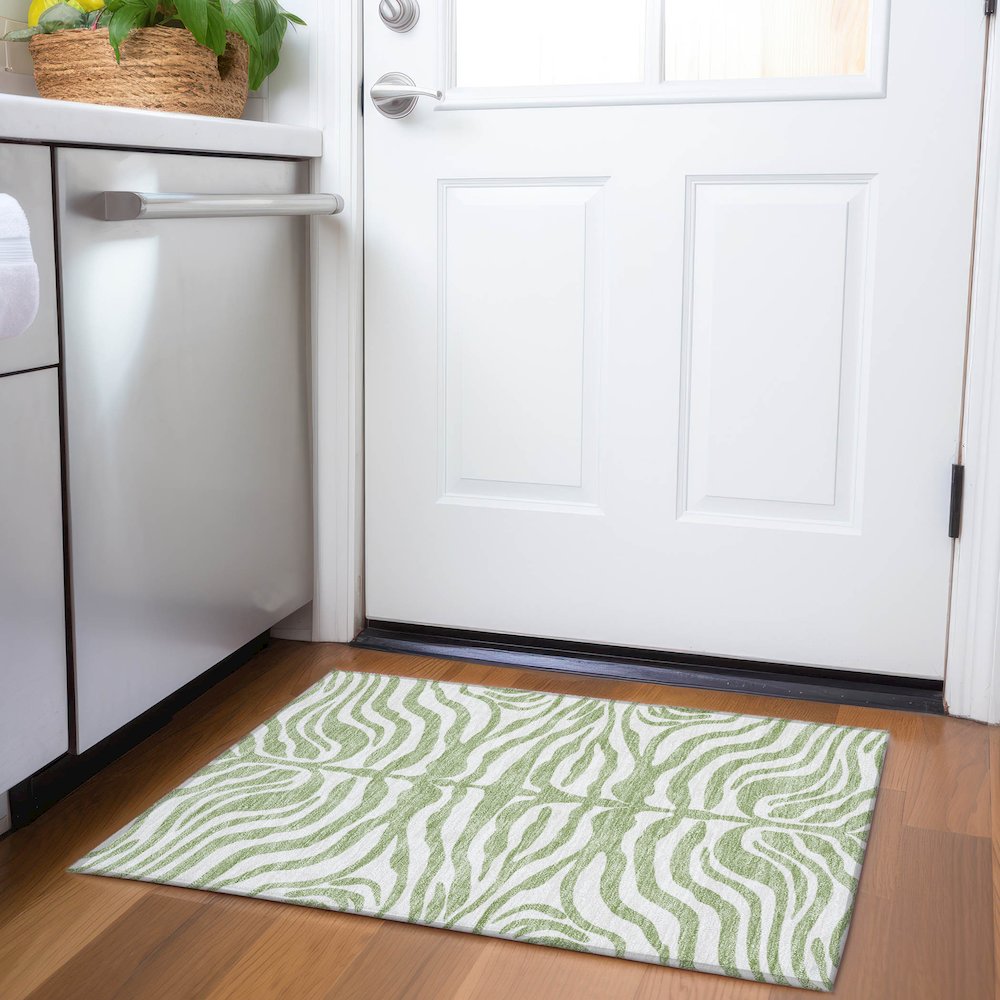 Premium Machine Washable Mayfield AMF1042 Aloe 1'8" x 2'6" Rug. Picture 5