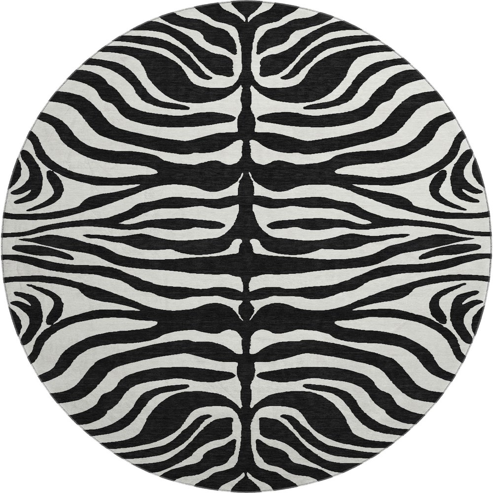 Premium Machine Washable Mayfield AMF1042 Black 8' x 8' Round Rug. Picture 1