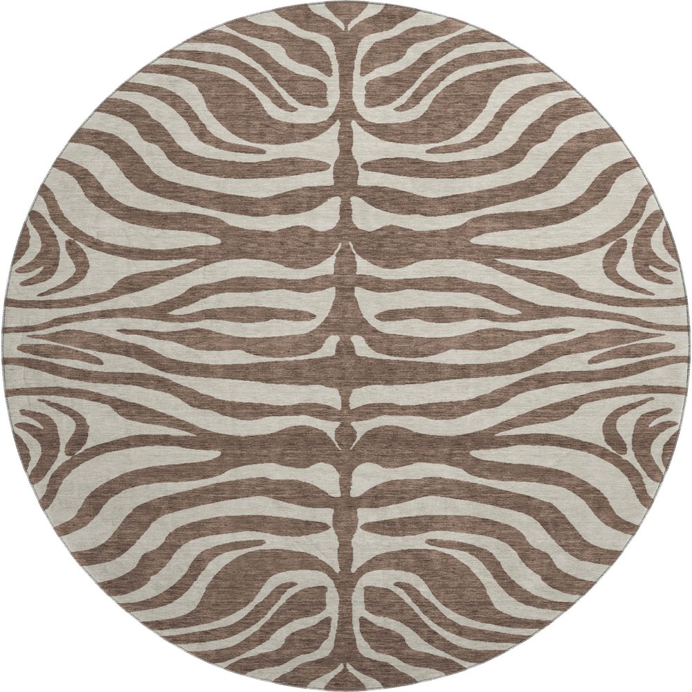 Premium Machine Washable Mayfield AMF1042 Brown 8' x 8' Round Rug. Picture 1