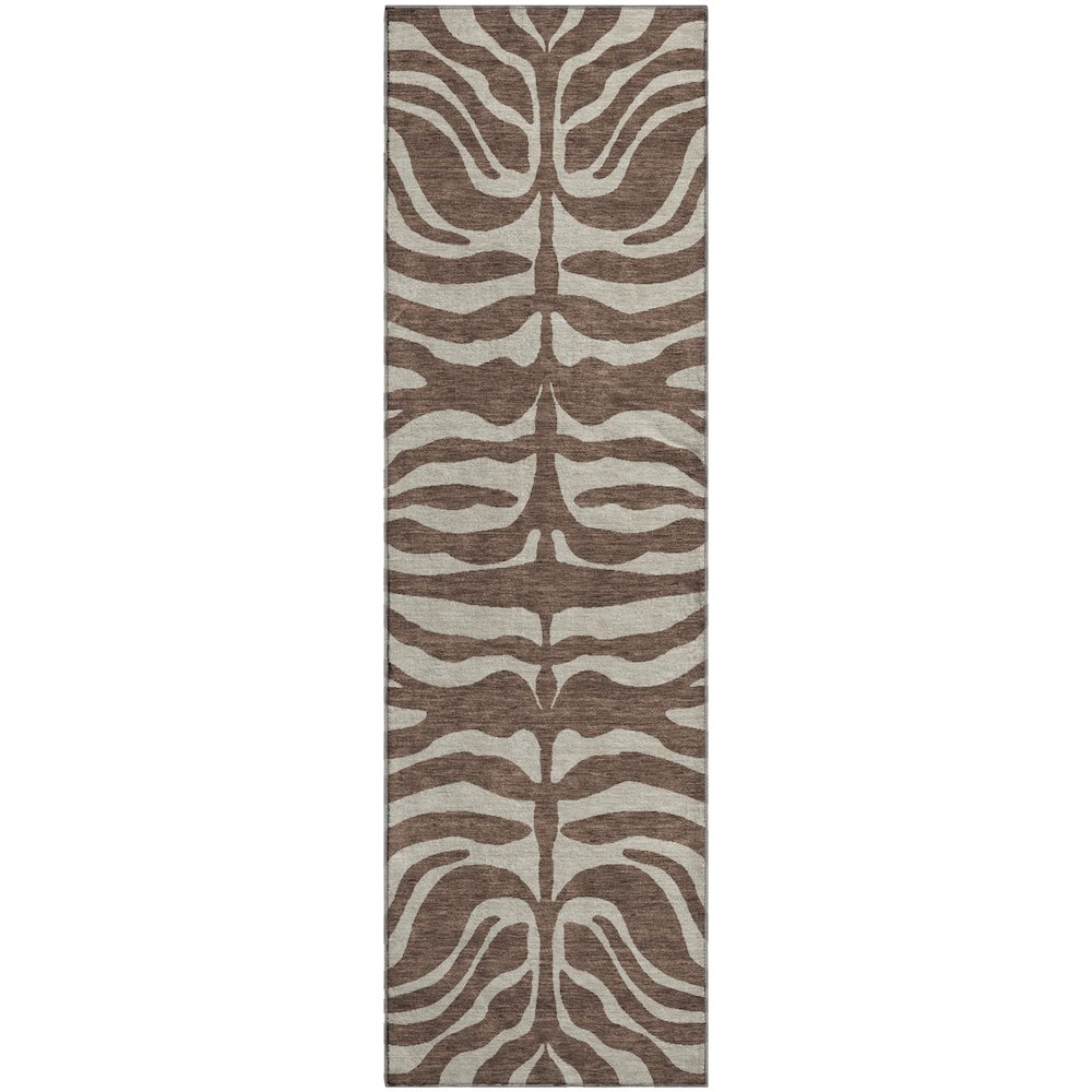Premium Machine Washable Mayfield AMF1042 Brown 2'3" x 7'6" Runner Rug. Picture 1