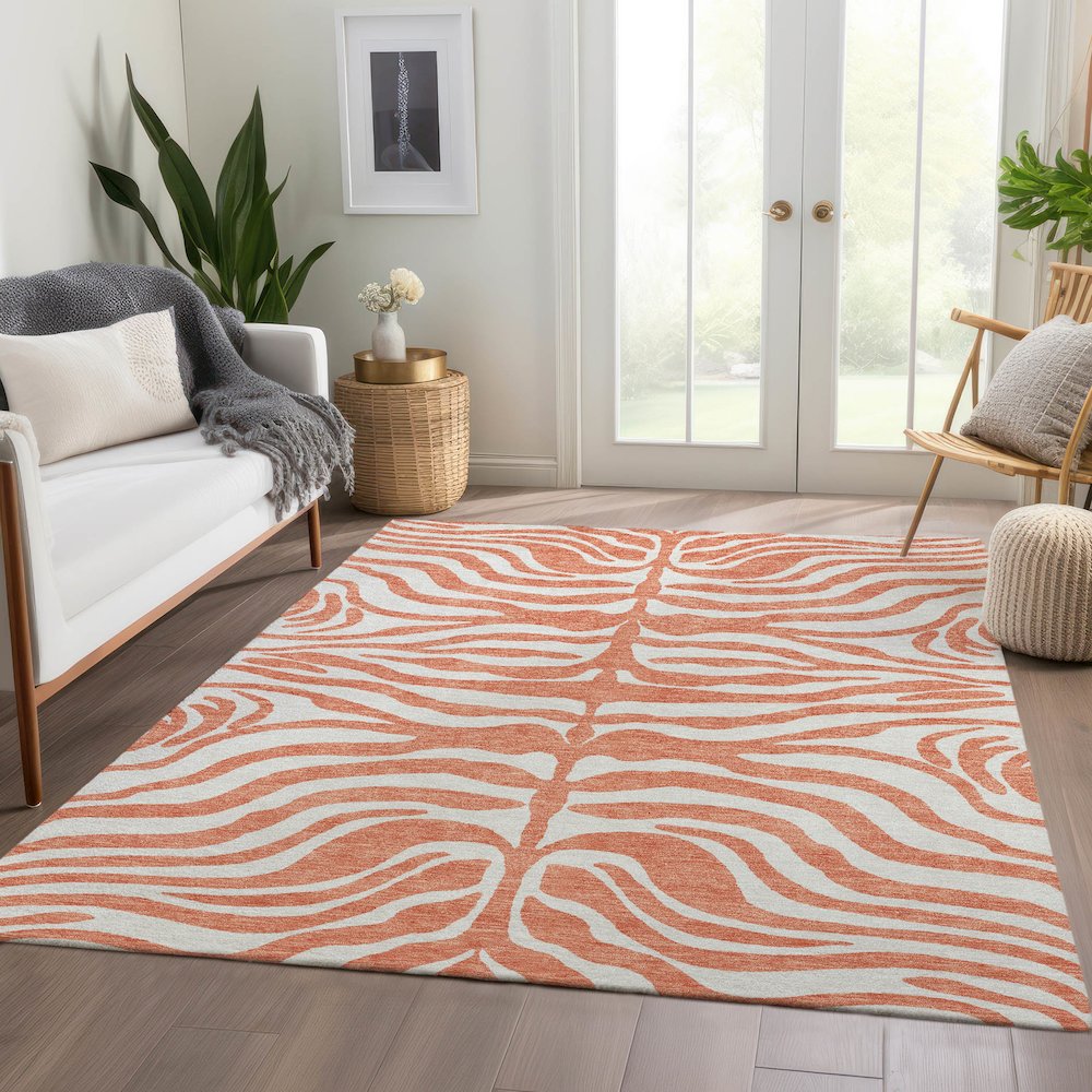 Premium Machine Washable Mayfield AMF1042 Coral 2'6" x 3'10" Rug. Picture 6