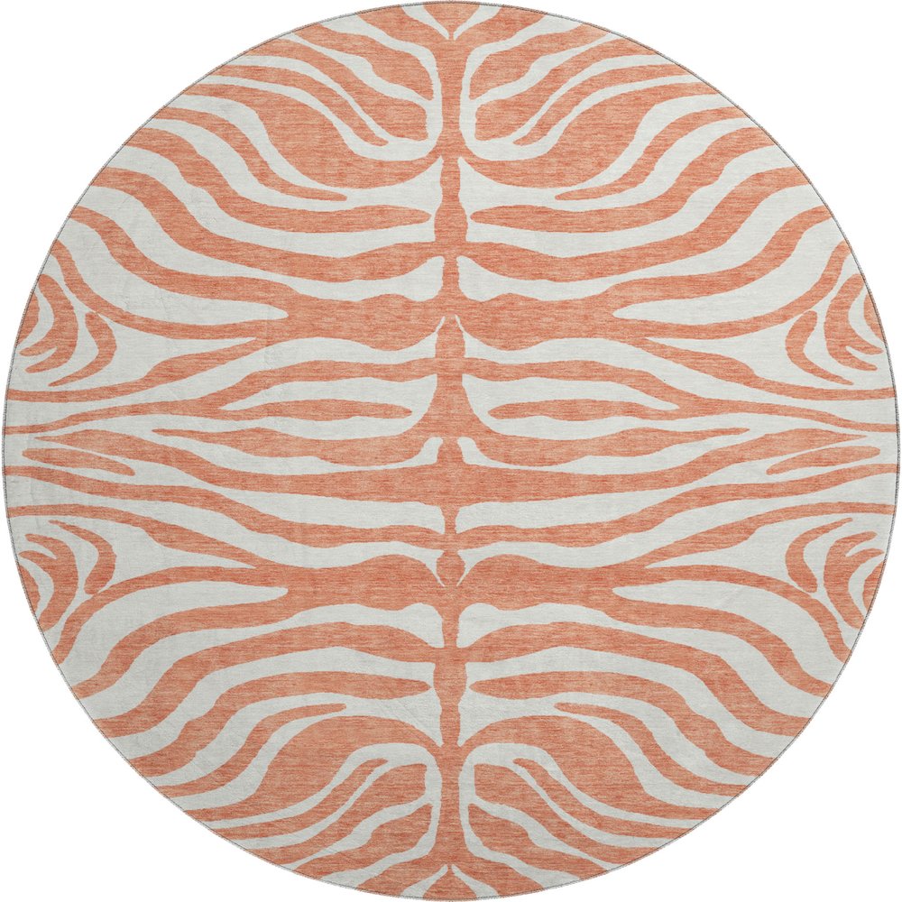 Premium Machine Washable Mayfield AMF1042 Coral 8' x 8' Round Rug. Picture 1