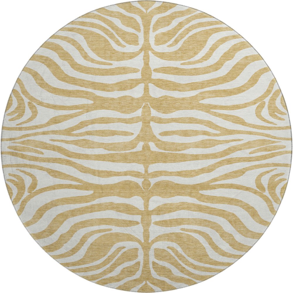 Premium Machine Washable Mayfield AMF1042 Gold 8' x 8' Round Rug. Picture 1