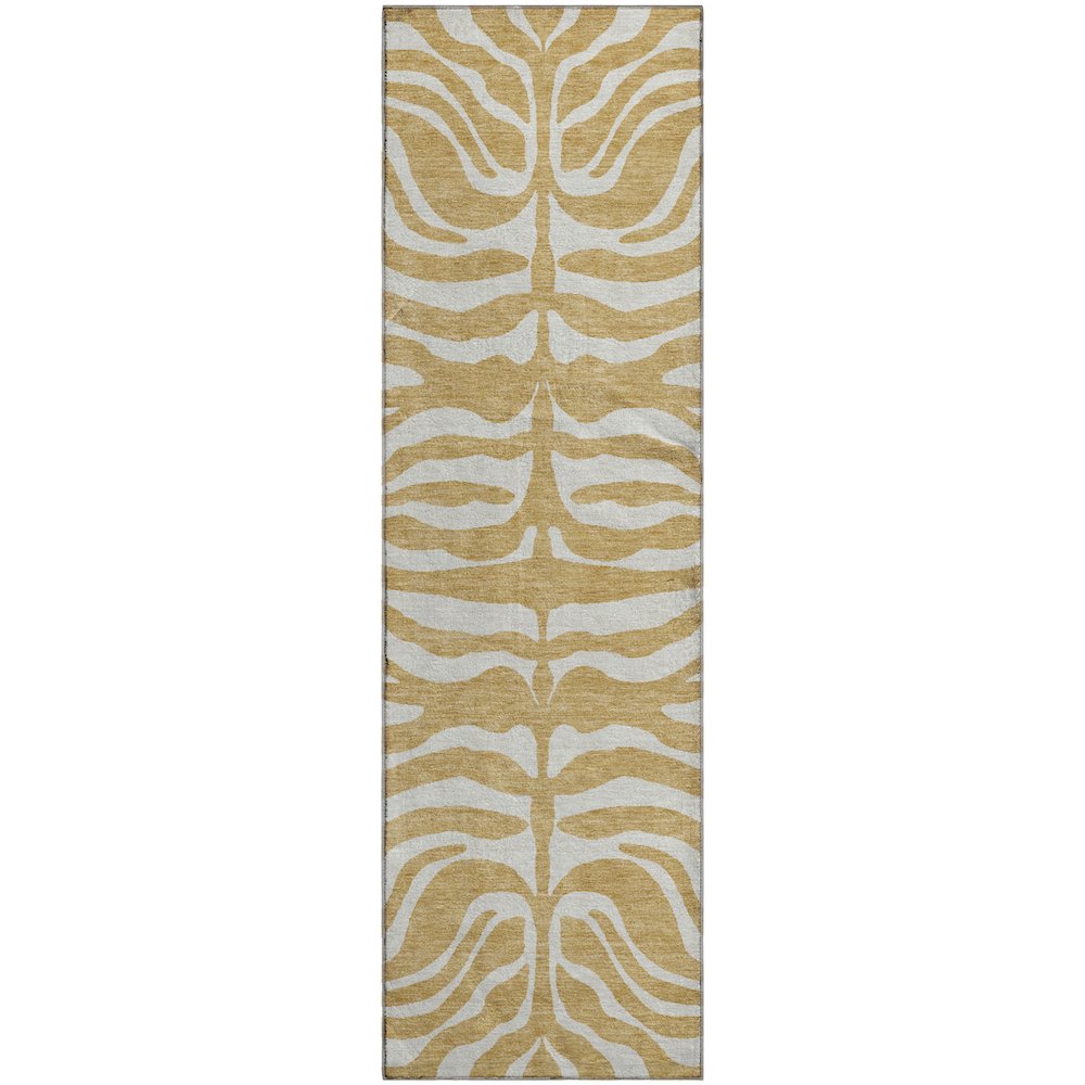 Premium Machine Washable Mayfield AMF1042 Gold 2'3" x 7'6" Runner Rug. Picture 1