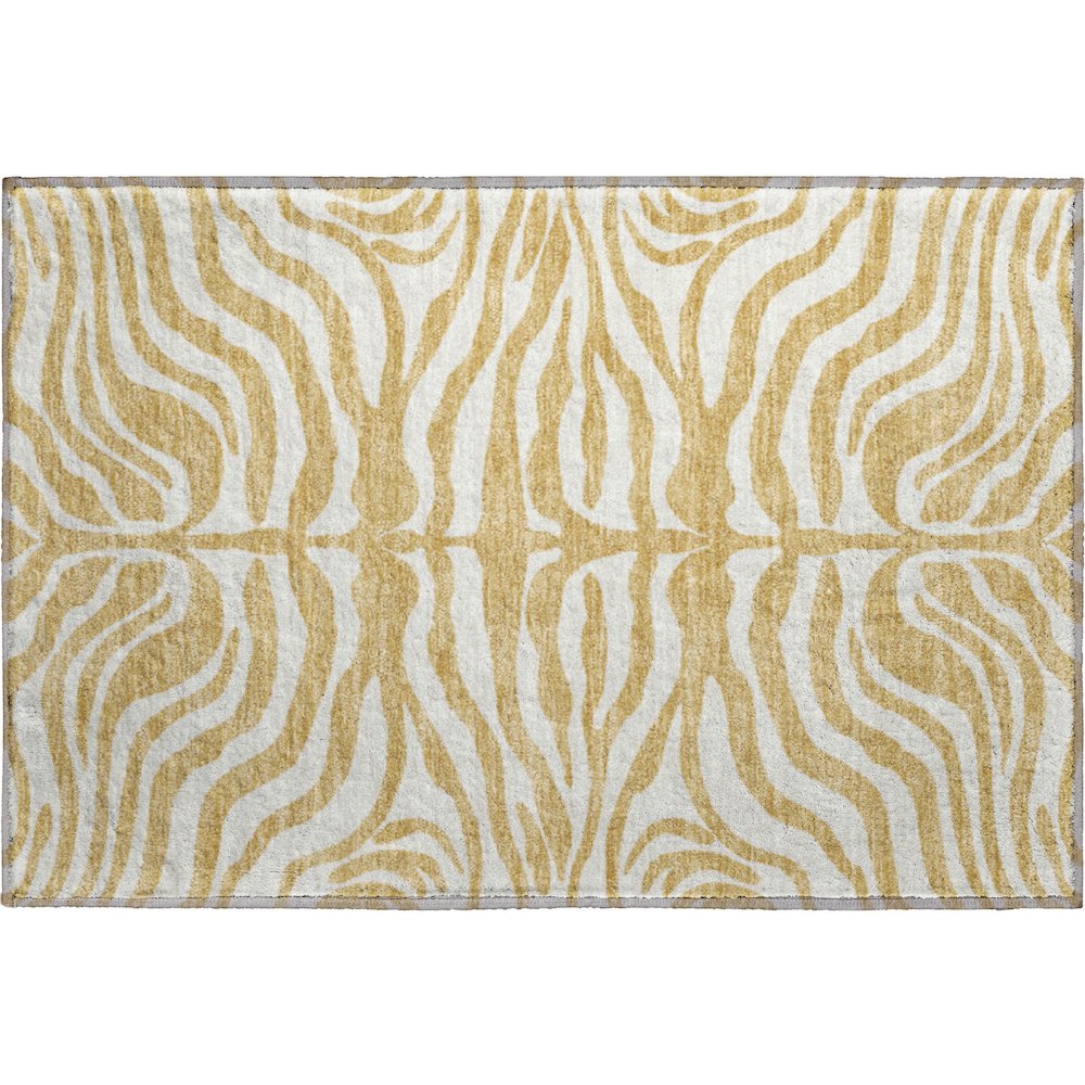 Premium Machine Washable Mayfield AMF1042 Gold 1'8" x 2'6" Rug. Picture 1