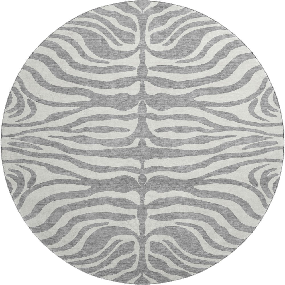 Premium Machine Washable Mayfield AMF1042 Gray 8' x 8' Round Rug. Picture 1