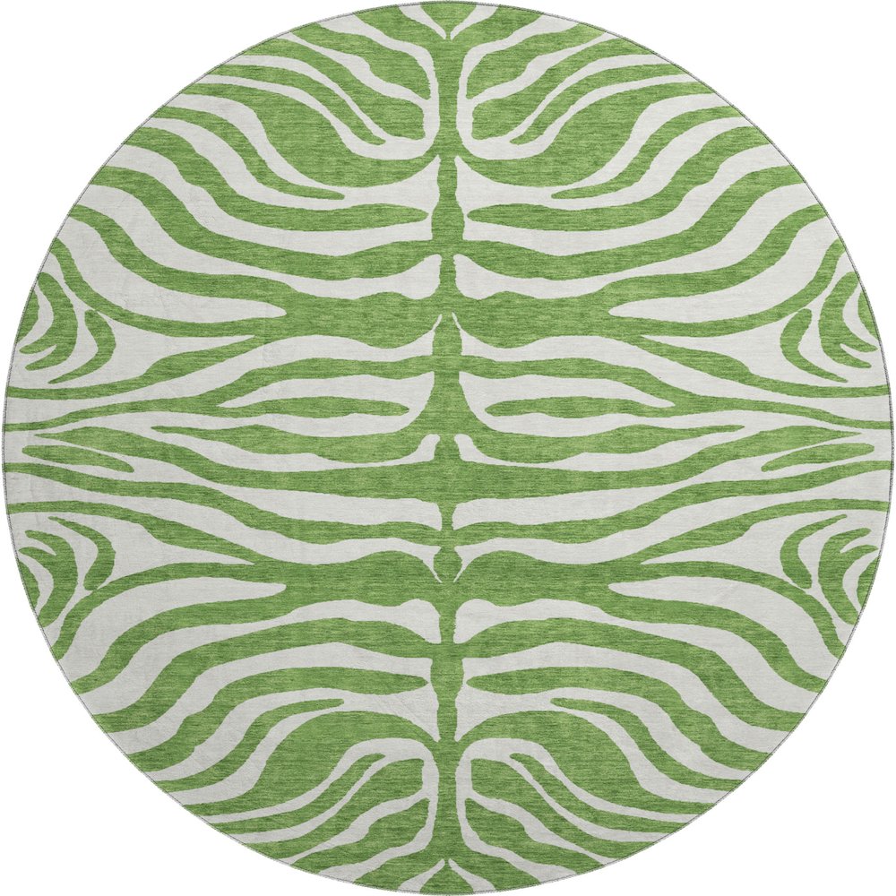 Premium Machine Washable Mayfield AMF1042 Green 8' x 8' Round Rug. Picture 1