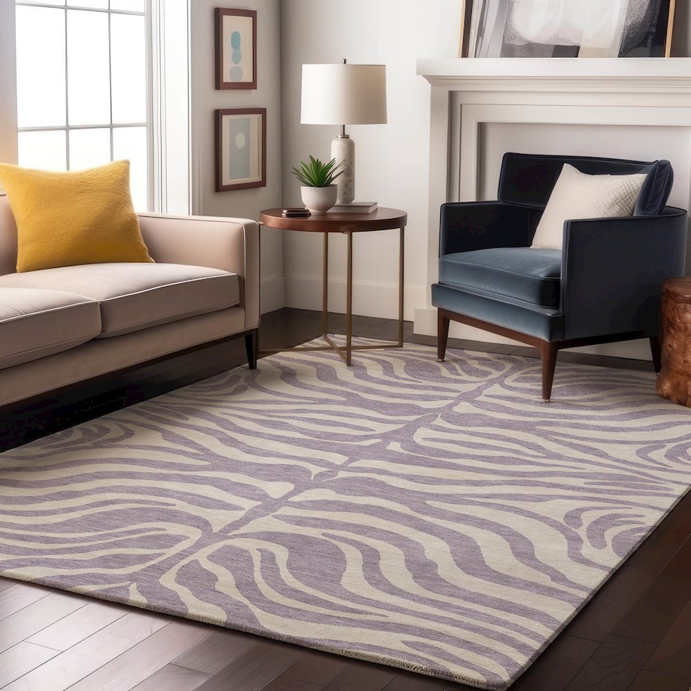 Premium Machine Washable Mayfield AMF1042 Lavender 2'6" x 3'10" Rug. Picture 5