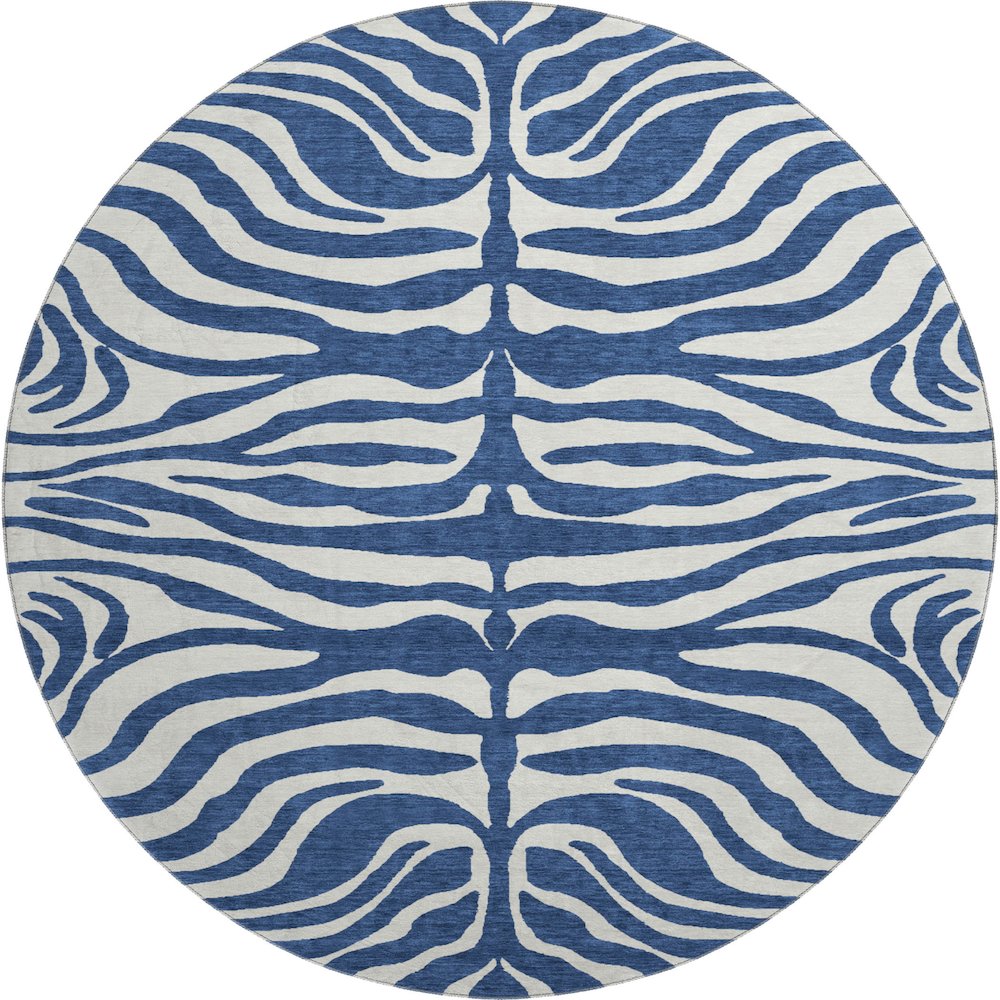 Premium Machine Washable Mayfield AMF1042 Navy 8' x 8' Round Rug. Picture 1