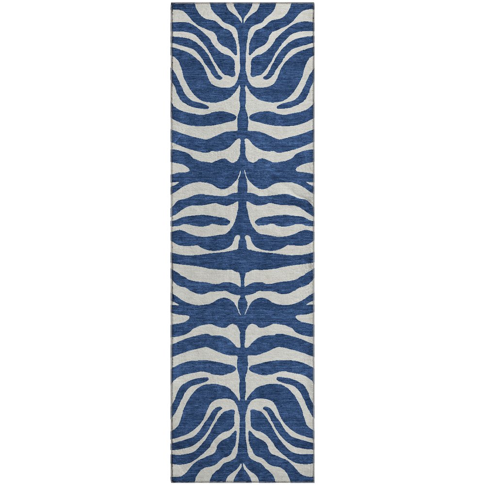 Premium Machine Washable Mayfield AMF1042 Navy 2'3" x 7'6" Runner Rug. Picture 1