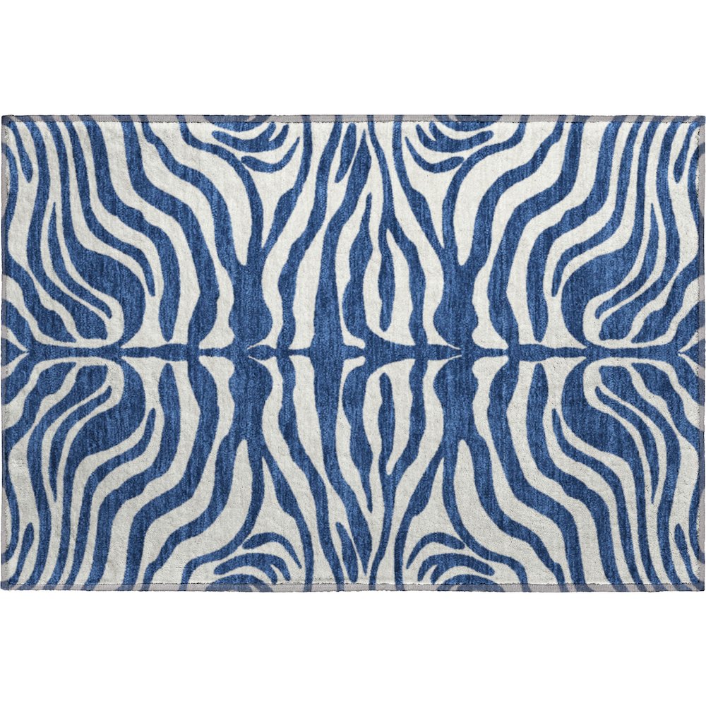 Premium Machine Washable Mayfield AMF1042 Navy 1'8" x 2'6" Rug. Picture 1