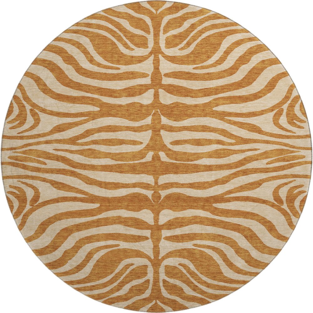Premium Machine Washable Mayfield AMF1042 Paprika 8' x 8' Round Rug. Picture 1