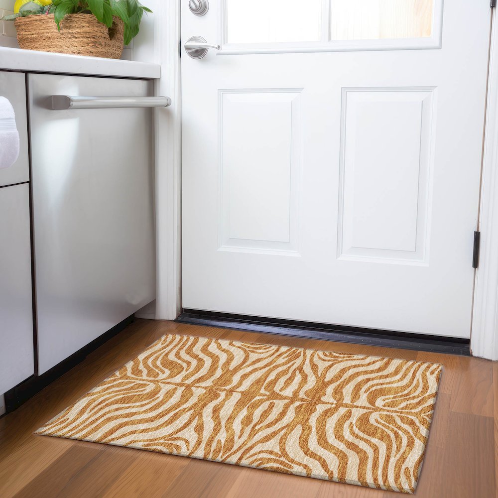Premium Machine Washable Mayfield AMF1042 Paprika 1'8" x 2'6" Rug. Picture 5