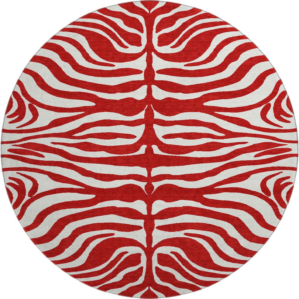 Premium Machine Washable Mayfield AMF1042 Red 8' x 8' Round Rug. Picture 1
