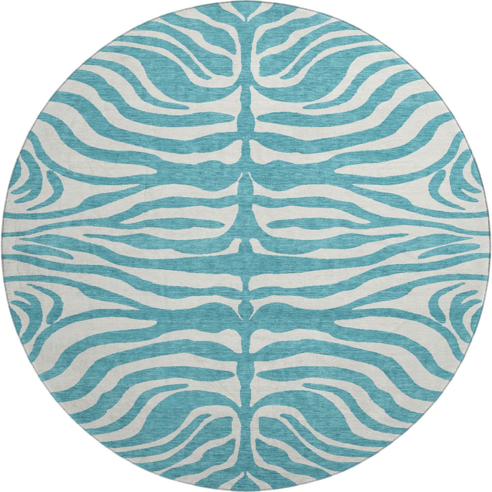 Premium Machine Washable Mayfield AMF1042 Teal 8' x 8' Round Rug. Picture 1