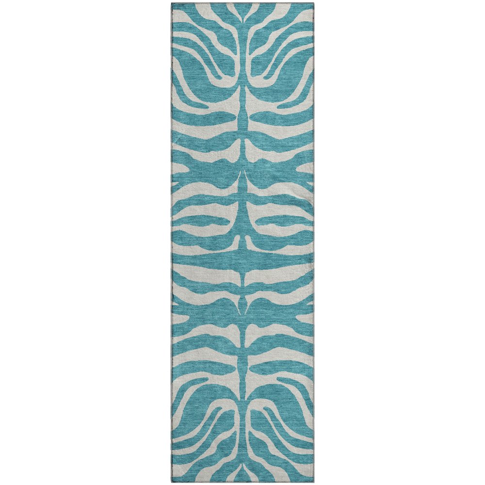 Premium Machine Washable Mayfield AMF1042 Teal 2'3" x 7'6" Runner Rug. Picture 1