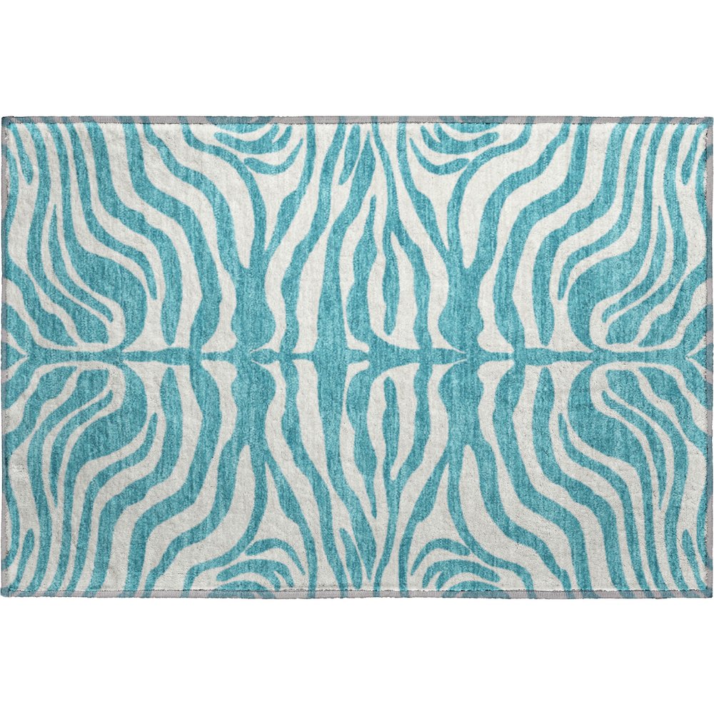 Premium Machine Washable Mayfield AMF1042 Teal 1'8" x 2'6" Rug. Picture 1