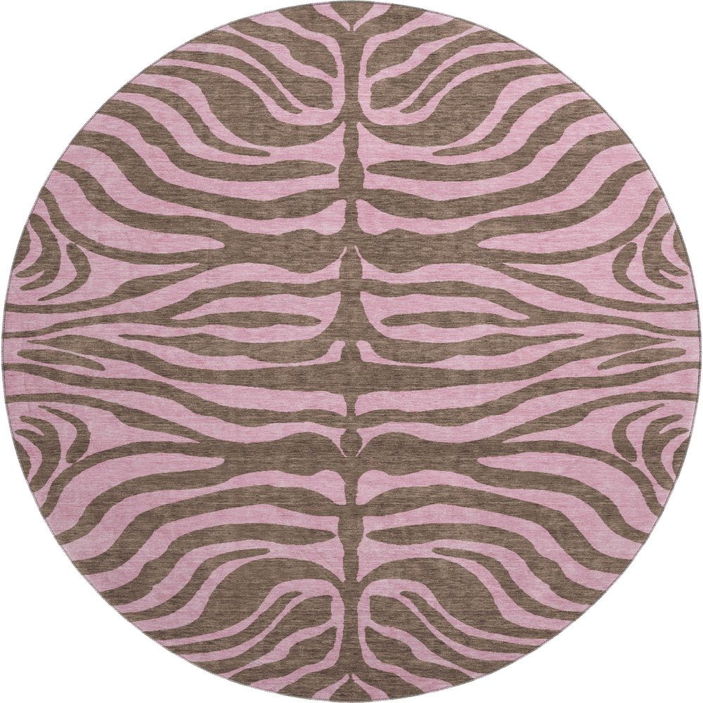 Premium Machine Washable Mayfield AMF1043 Brown 8' x 8' Round Rug. Picture 1