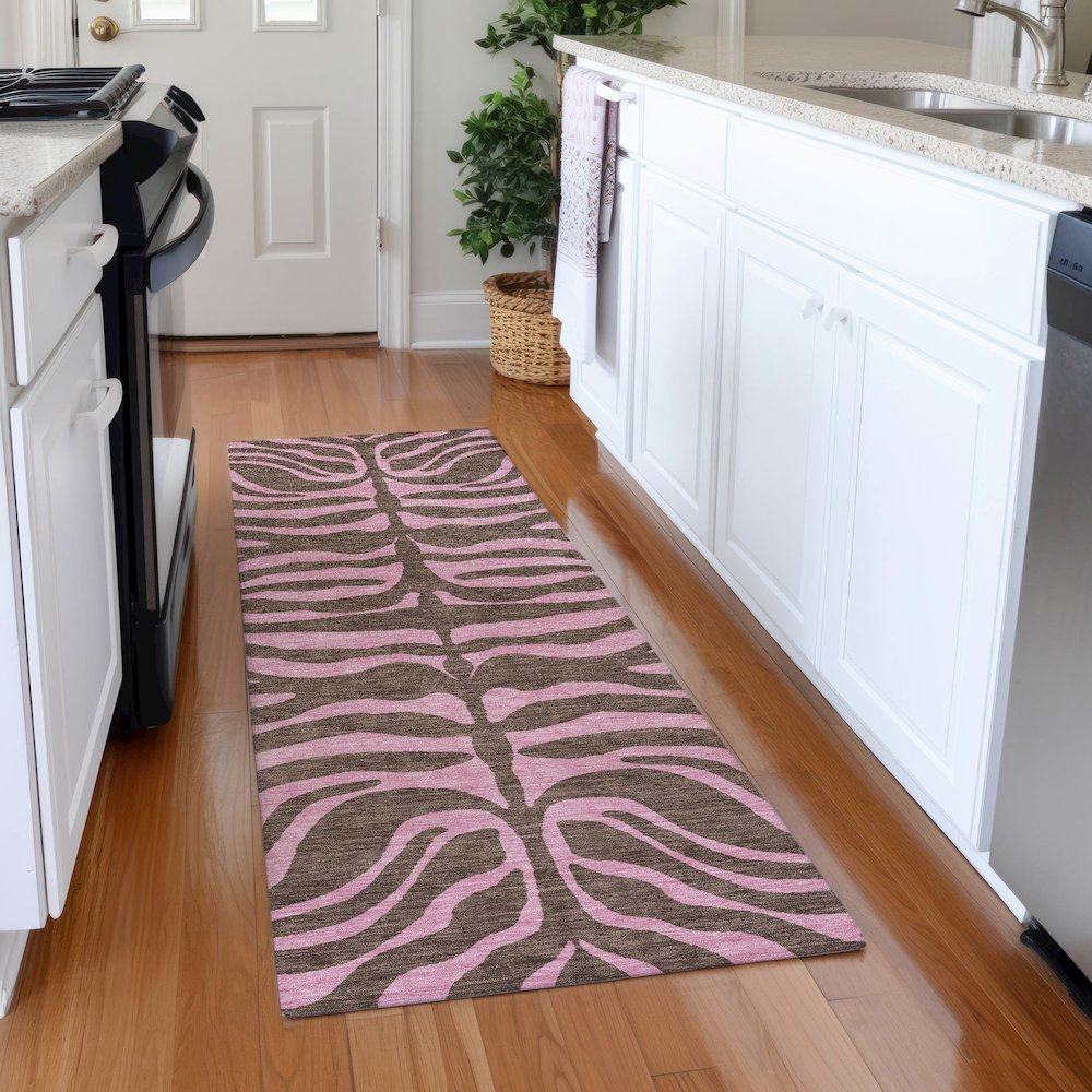 Premium Machine Washable Mayfield AMF1043 Brown 2'3" x 7'6" Runner Rug. Picture 5