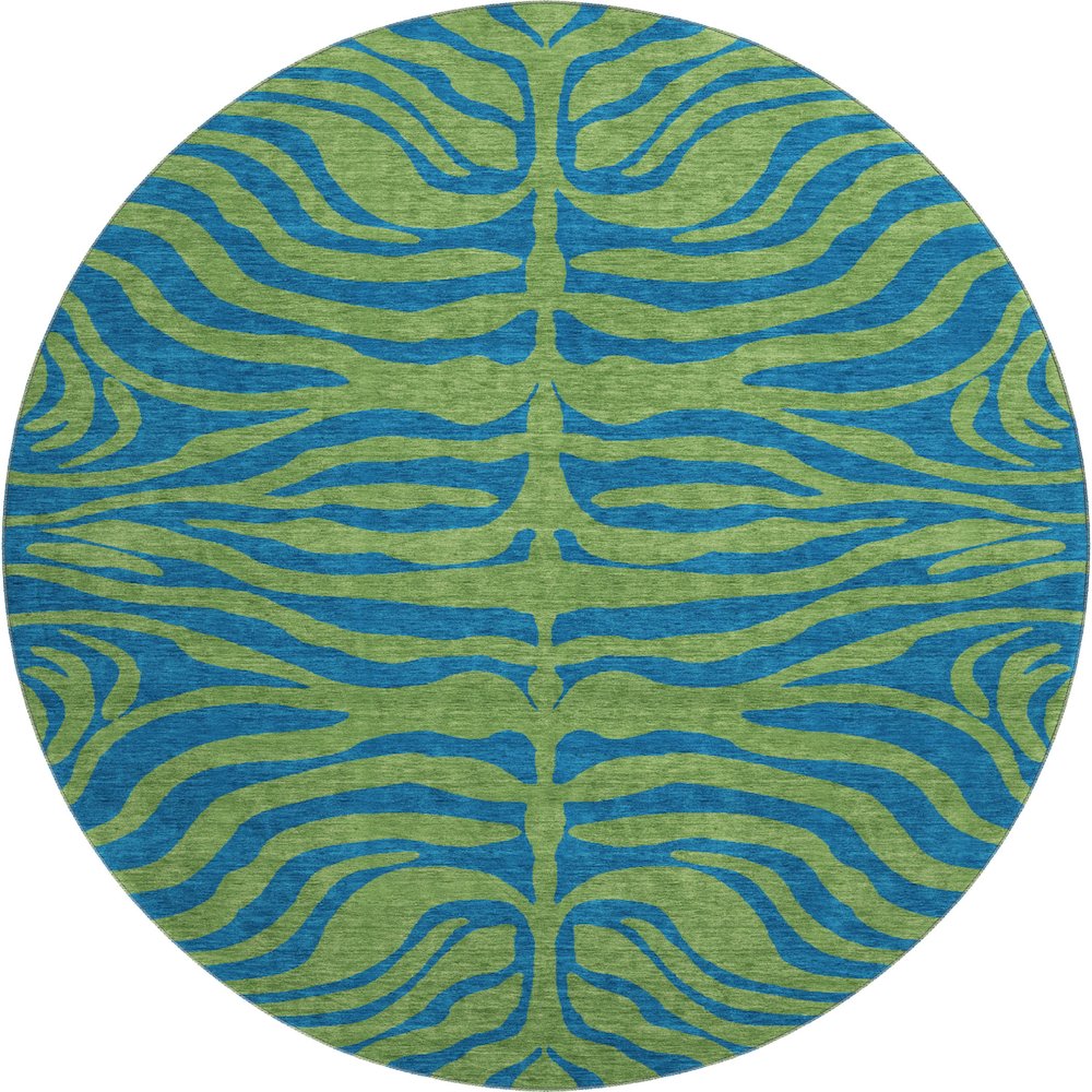 Premium Machine Washable Mayfield AMF1043 Green 8' x 8' Round Rug. Picture 1