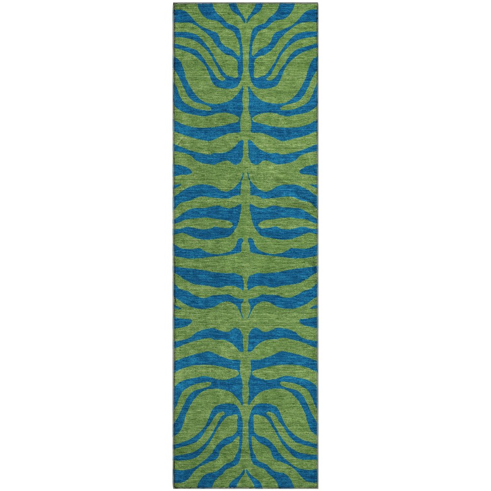 Premium Machine Washable Mayfield AMF1043 Green 2'3" x 7'6" Runner Rug. Picture 1