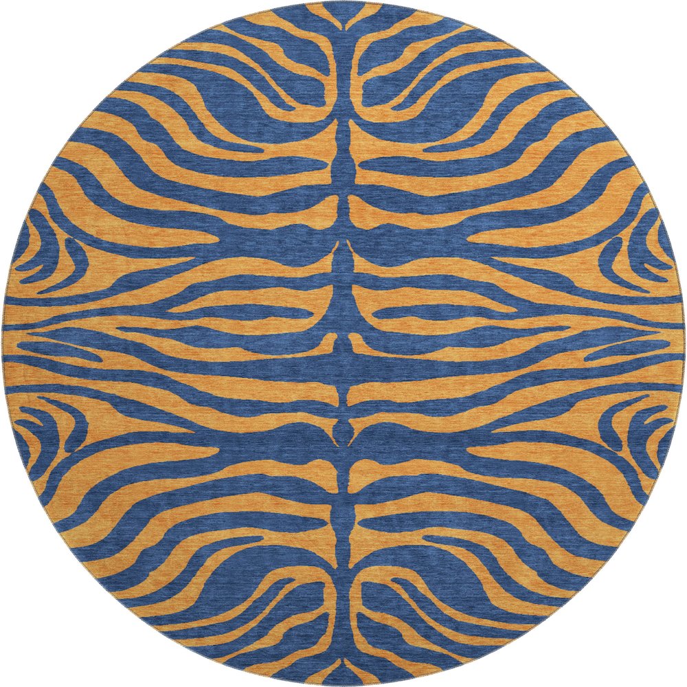 Premium Machine Washable Mayfield AMF1043 Navy 8' x 8' Round Rug. Picture 1