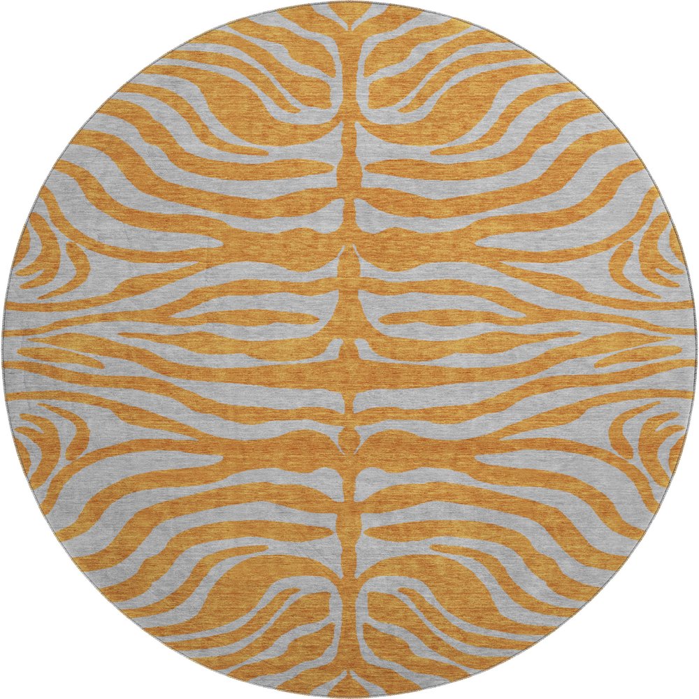 Premium Machine Washable Mayfield AMF1043 Orange 8' x 8' Round Rug. Picture 1