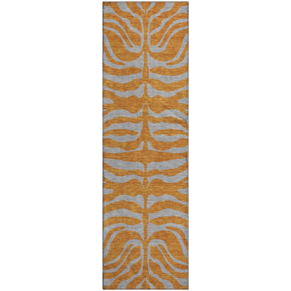 Premium Machine Washable Mayfield AMF1043 Orange 2'3" x 7'6" Runner Rug. Picture 1