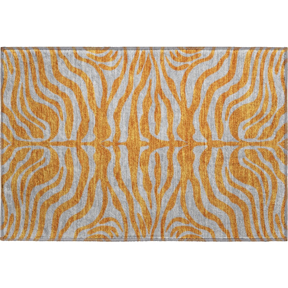 Premium Machine Washable Mayfield AMF1043 Orange 1'8" x 2'6" Rug. Picture 1