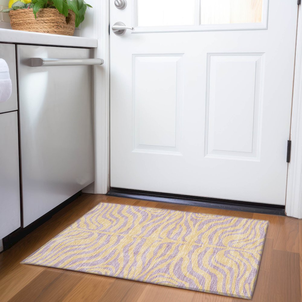 Premium Machine Washable Mayfield AMF1043 Peach 1'8" x 2'6" Rug. Picture 5