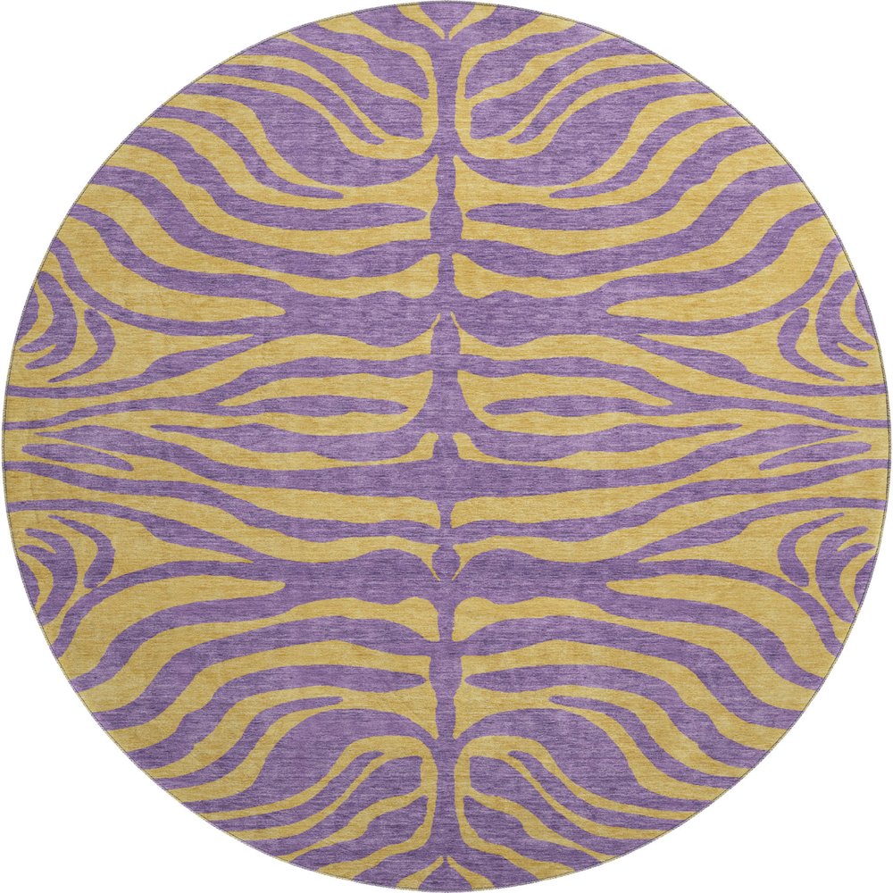 Premium Machine Washable Mayfield AMF1043 Purple 8' x 8' Round Rug. Picture 1
