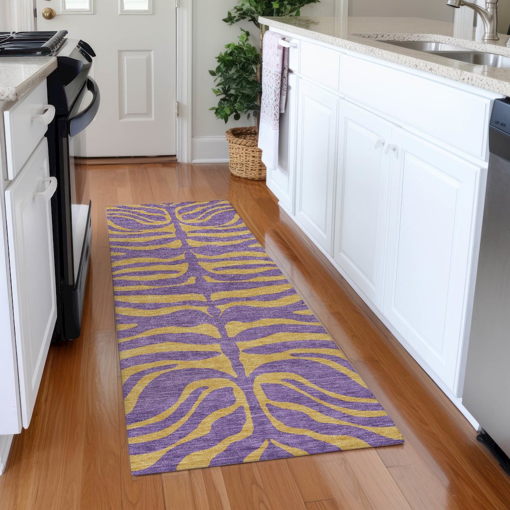 Premium Machine Washable Mayfield AMF1043 Purple 2'3" x 7'6" Runner Rug. Picture 5