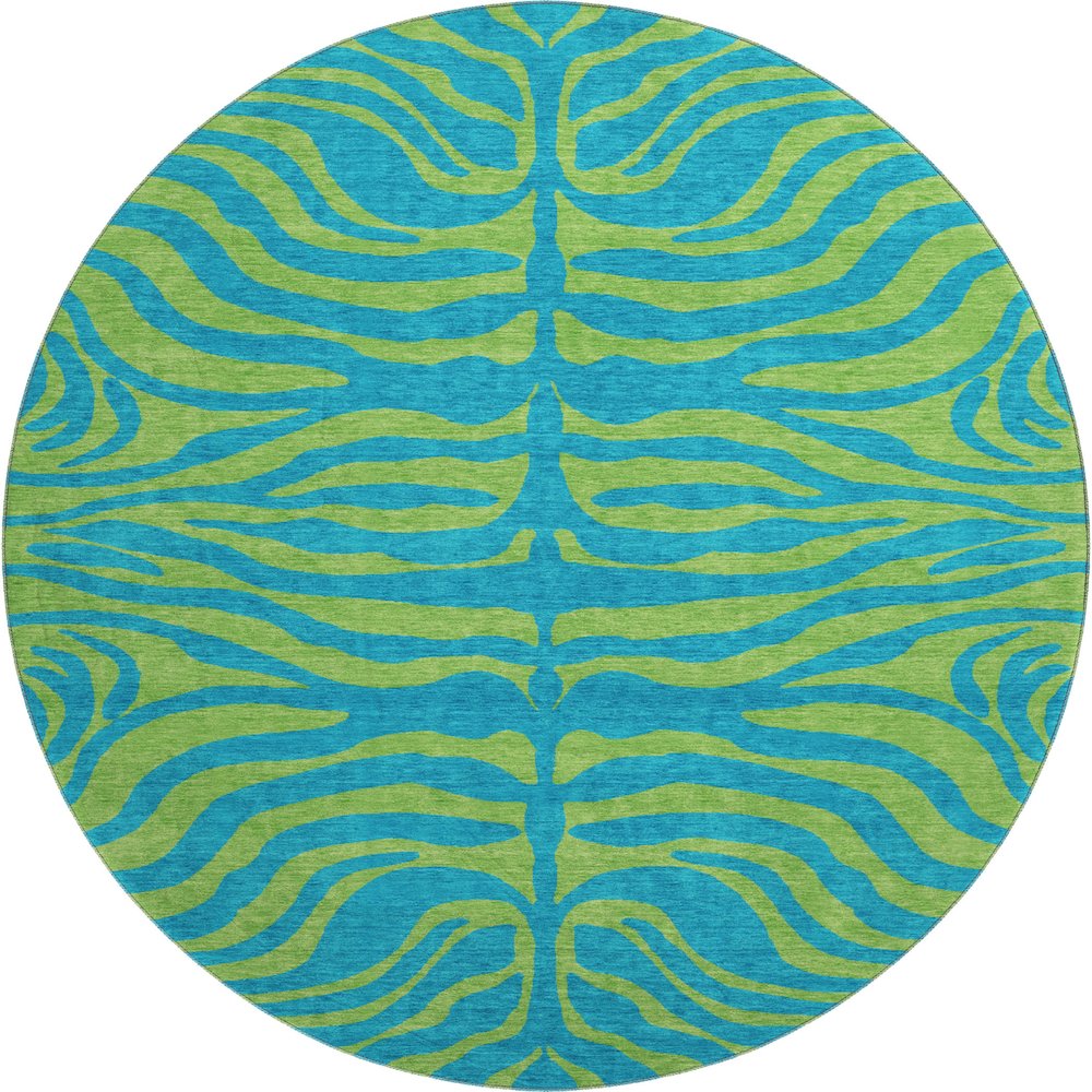 Premium Machine Washable Mayfield AMF1043 Teal 8' x 8' Round Rug. Picture 1