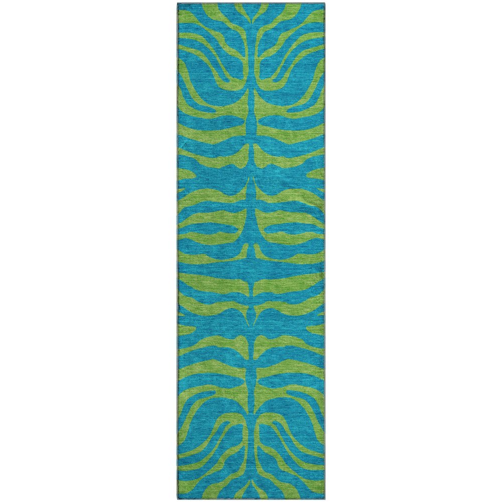 Premium Machine Washable Mayfield AMF1043 Teal 2'3" x 7'6" Runner Rug. Picture 1