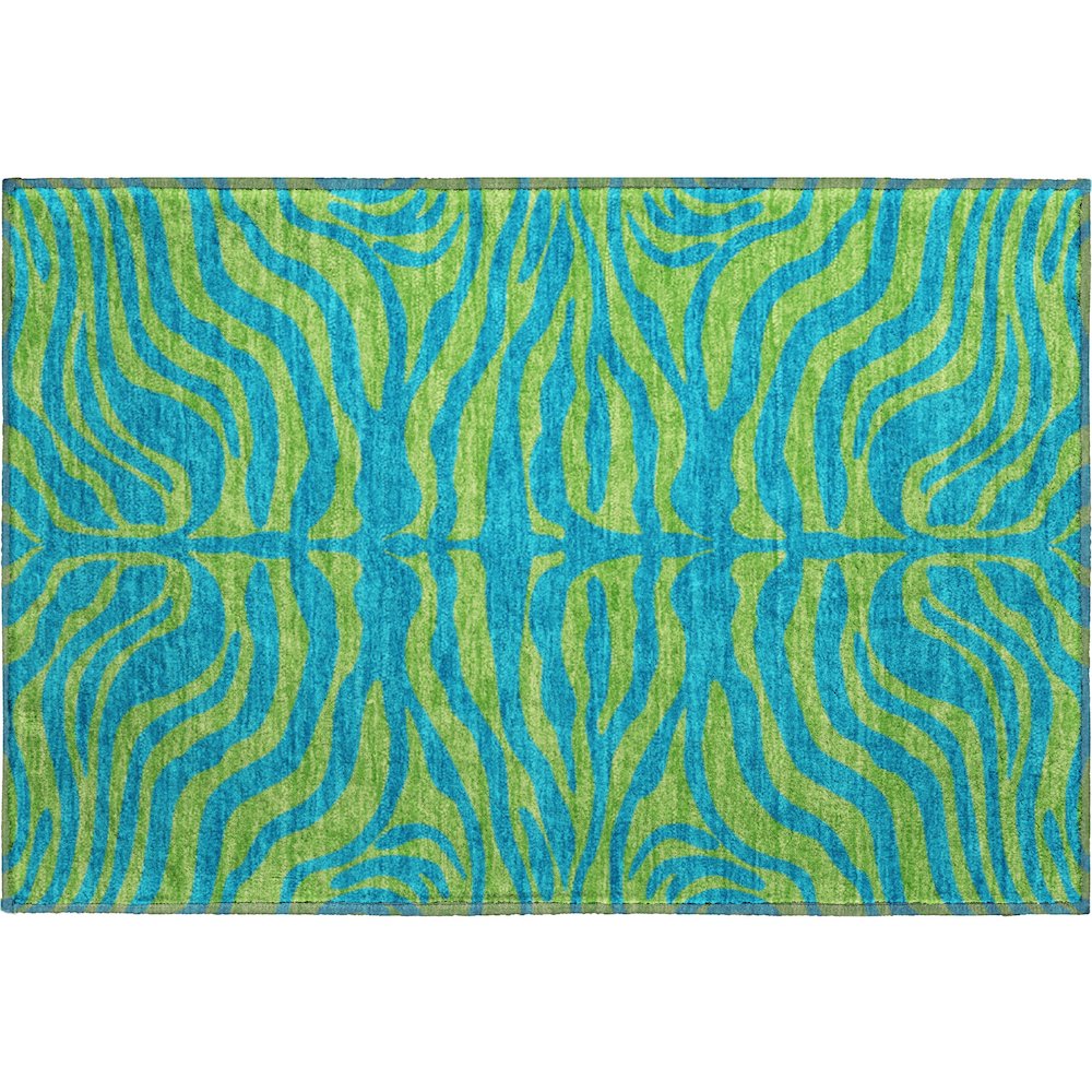 Premium Machine Washable Mayfield AMF1043 Teal 1'8" x 2'6" Rug. Picture 1