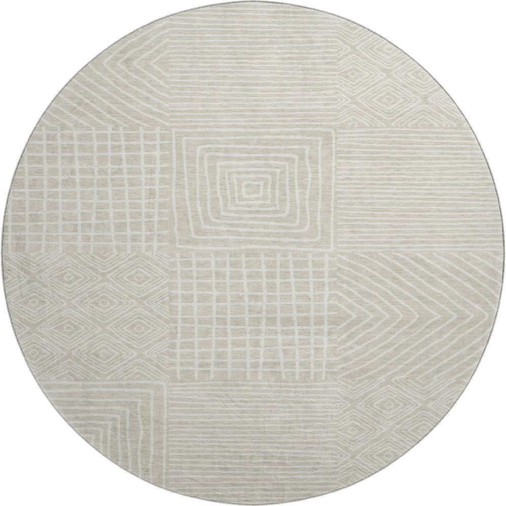 Premium Machine Washable Mayfield AMF1044 Beige 8' x 8' Round Rug. Picture 1