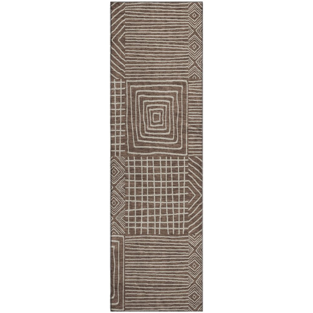 Premium Machine Washable Mayfield AMF1044 Brown 2'3" x 7'6" Runner Rug. Picture 1