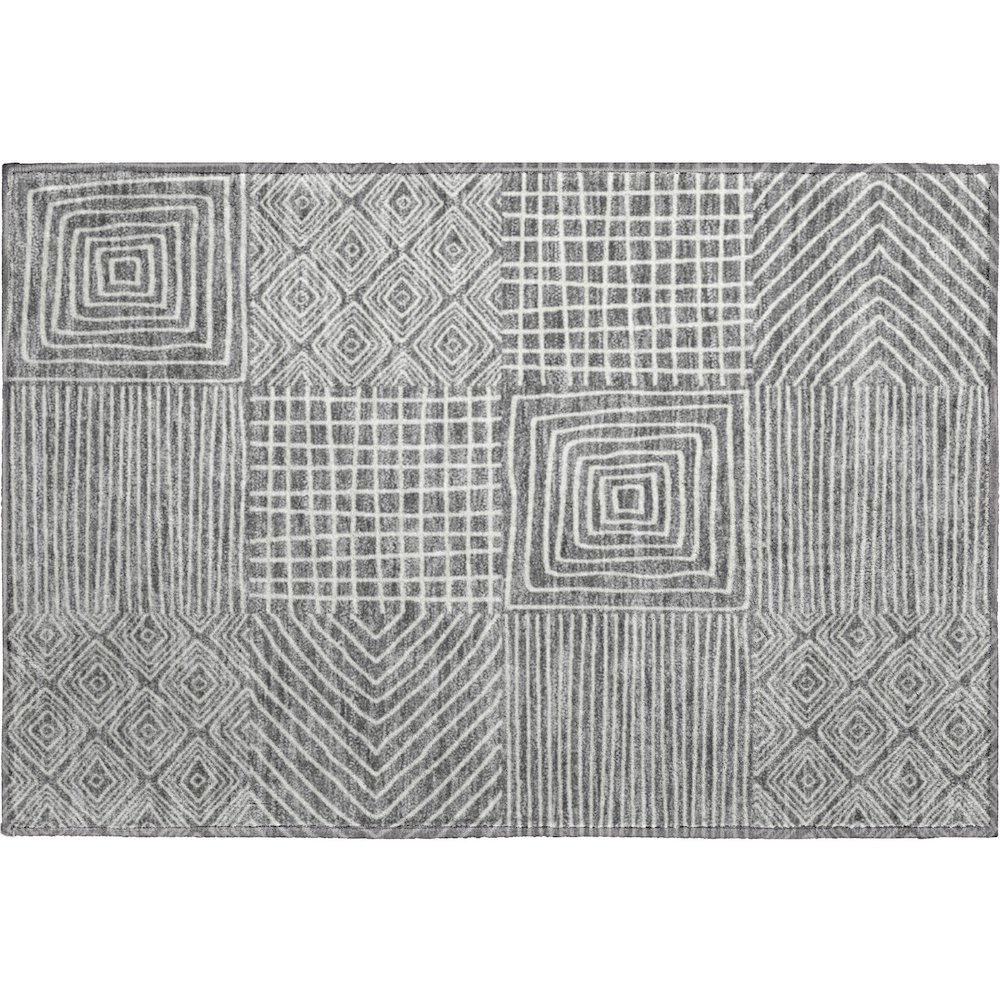 Premium Machine Washable Mayfield AMF1044 Charcoal 1'8" x 2'6" Rug. Picture 1