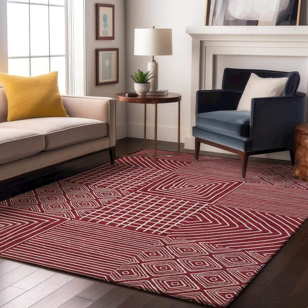 Premium Machine Washable Mayfield AMF1044 Garnet 2'6" x 3'10" Rug. Picture 5