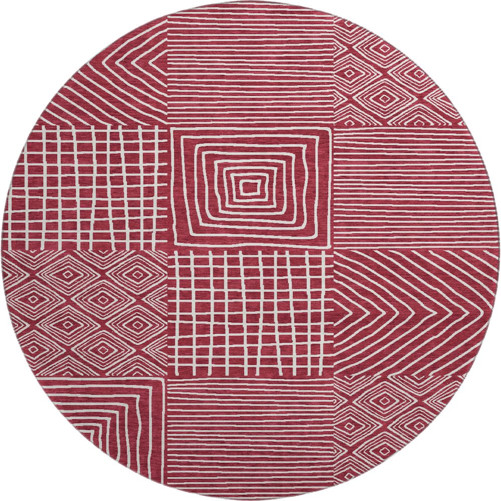 Premium Machine Washable Mayfield AMF1044 Garnet 8' x 8' Round Rug. Picture 1