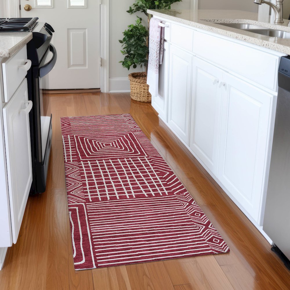 Premium Machine Washable Mayfield AMF1044 Garnet 2'3" x 7'6" Runner Rug. Picture 5