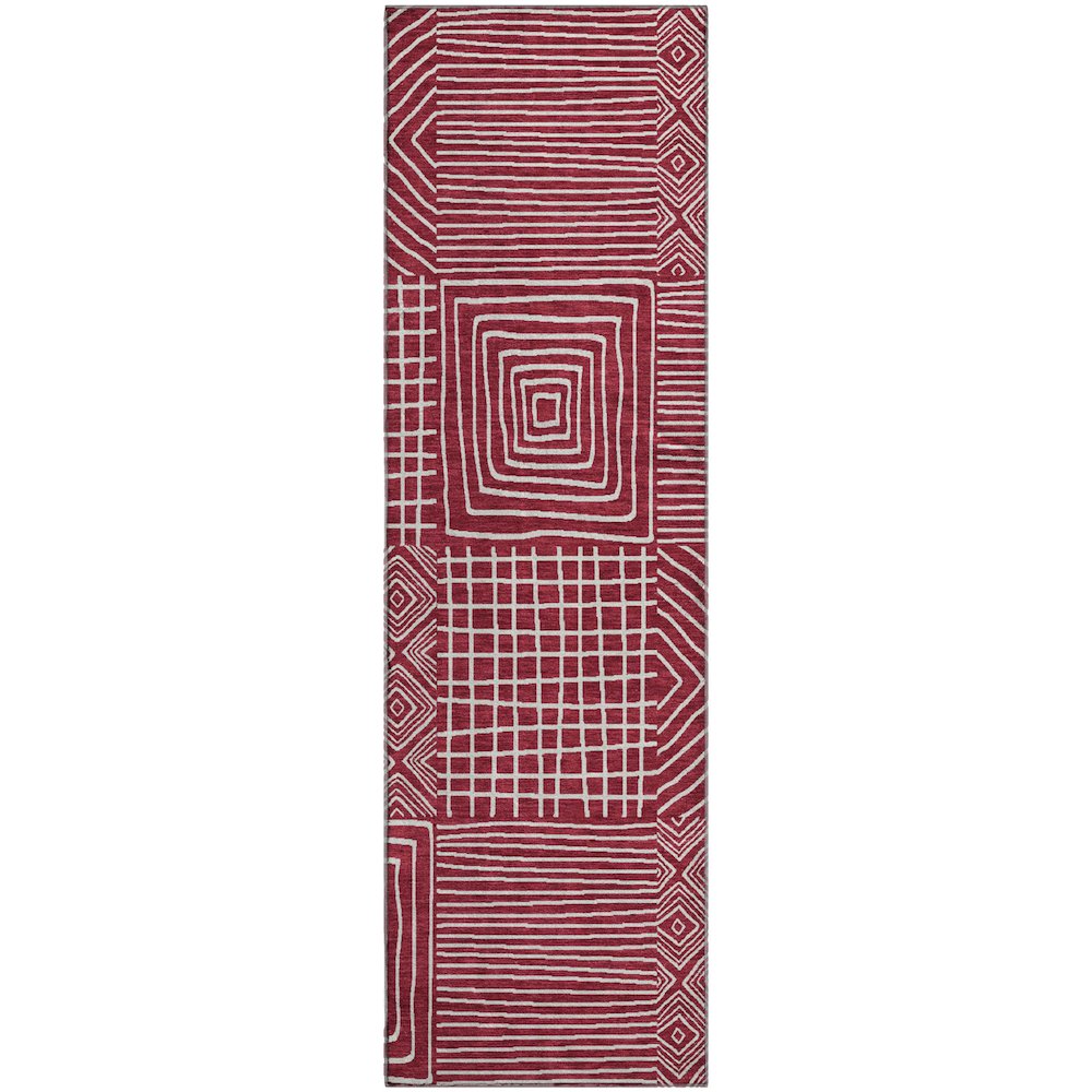 Premium Machine Washable Mayfield AMF1044 Garnet 2'3" x 7'6" Runner Rug. Picture 1