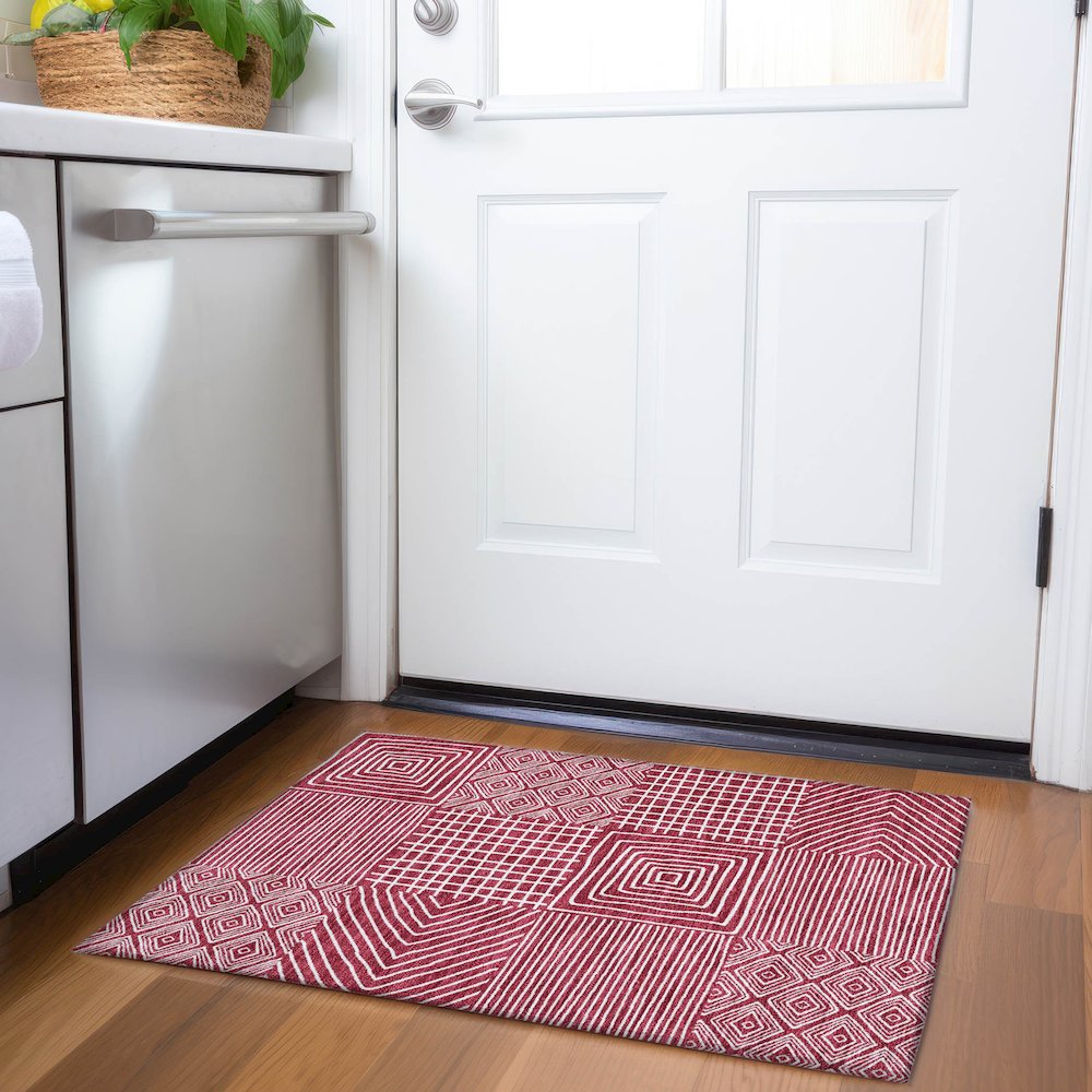 Premium Machine Washable Mayfield AMF1044 Garnet 1'8" x 2'6" Rug. Picture 5