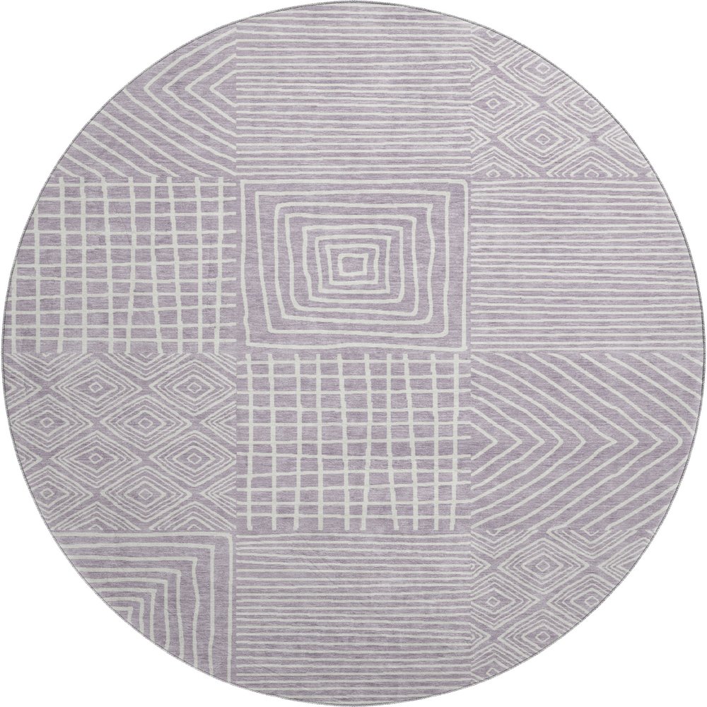 Premium Machine Washable Mayfield AMF1044 Lavender 8' x 8' Round Rug. Picture 1