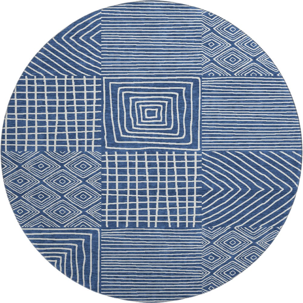 Premium Machine Washable Mayfield AMF1044 Navy 8' x 8' Round Rug. Picture 1