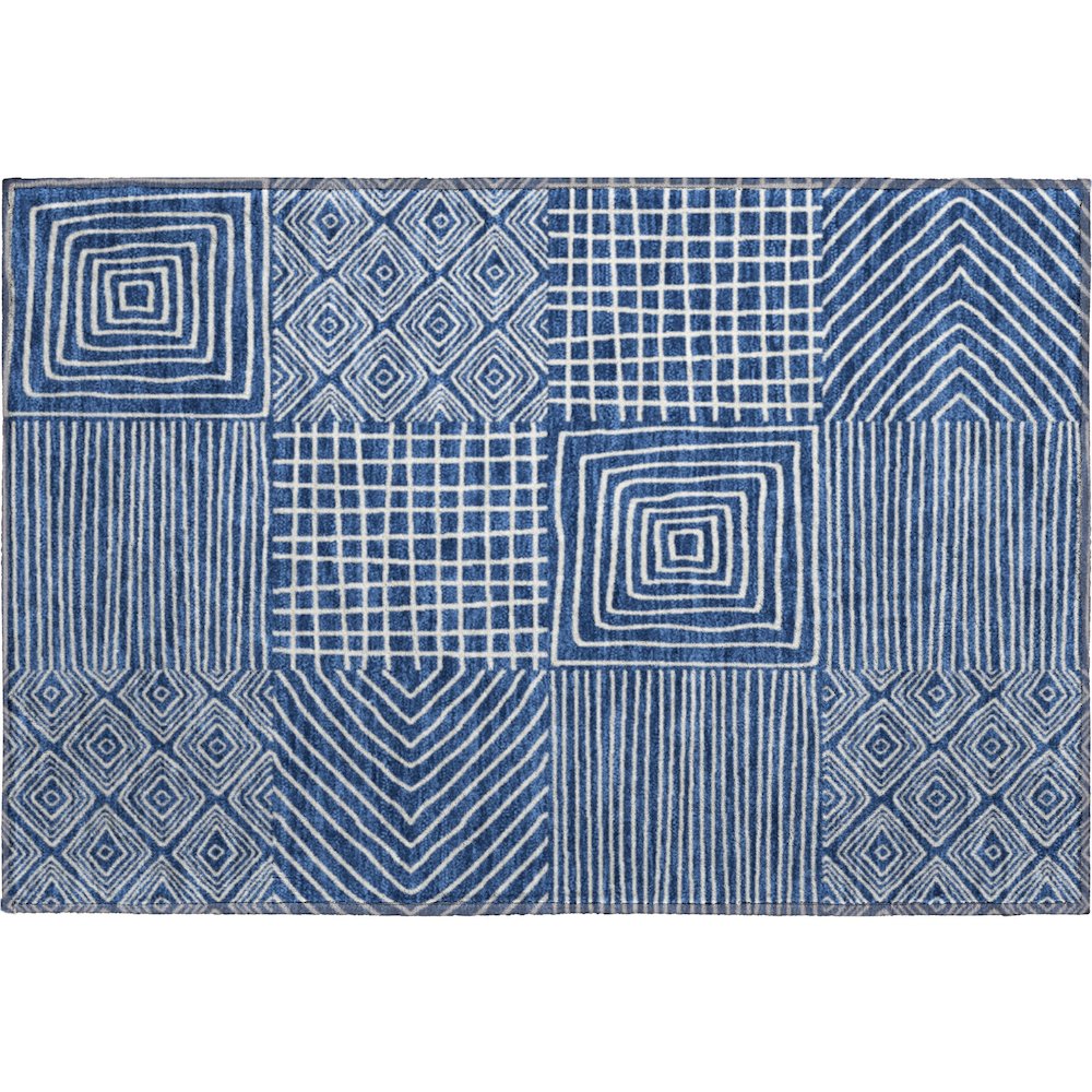 Premium Machine Washable Mayfield AMF1044 Navy 1'8" x 2'6" Rug. Picture 1