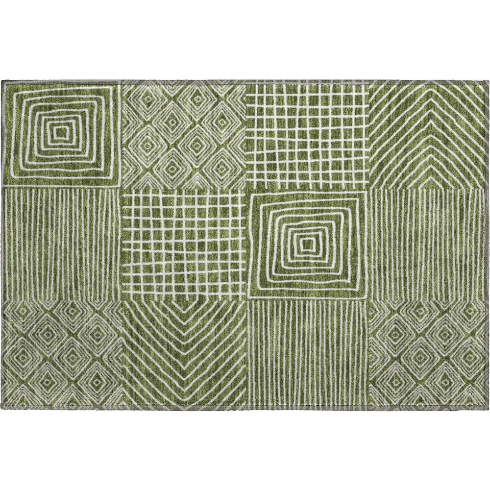 Premium Machine Washable Mayfield AMF1044 Olive 1'8" x 2'6" Rug. Picture 1